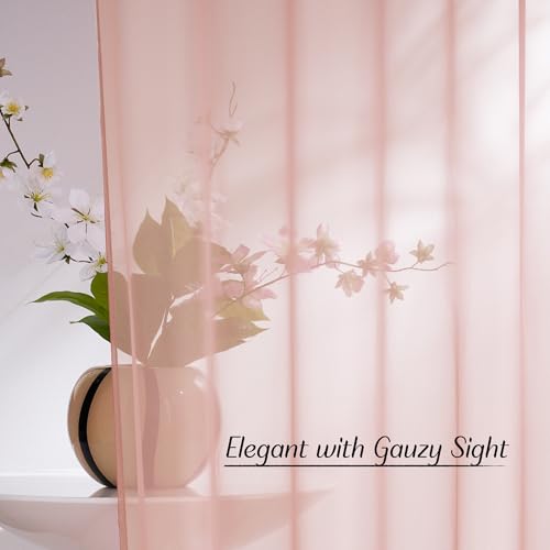 Light Pink Sheer Curtains 96 inches Long (Light Pink / 54"W x 96"L (Pack of 2))