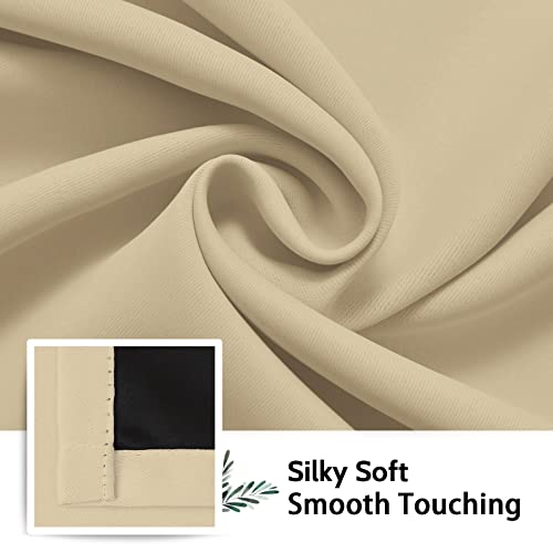 Beige 100% Blackout Curtains Room Darkening Living Room 84 Inch (Beige / 42"W x 84"L (Pack of 2))