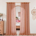 Terracotta Linen Curtains 80 inch Length 2 Panels for Doorway (Terracotta / 34"W x 80"L (Pack of 2))