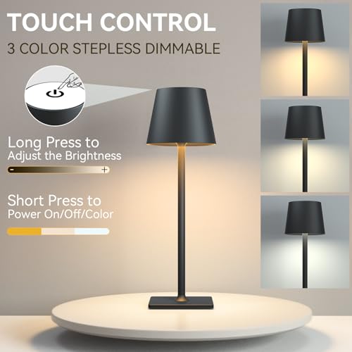 Black Cordless Table Lamps (Black Set of 4)