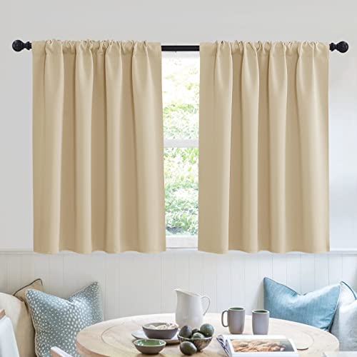 Short Curtains for Small Window Kitchen Bathroom Cafe RV Camper (Biscotti Beige / 52"W x 36"L (Pack of 2))