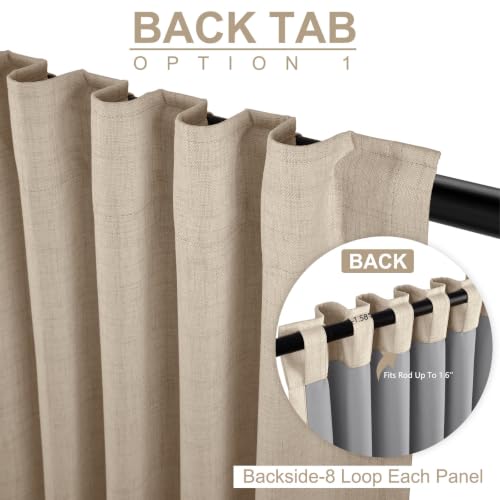 Linen Textured Total Blackout Curtains for Bedroom 80 Inches Long (Burl | Oatmeal / 50"W x 80"L (Pack of 2))