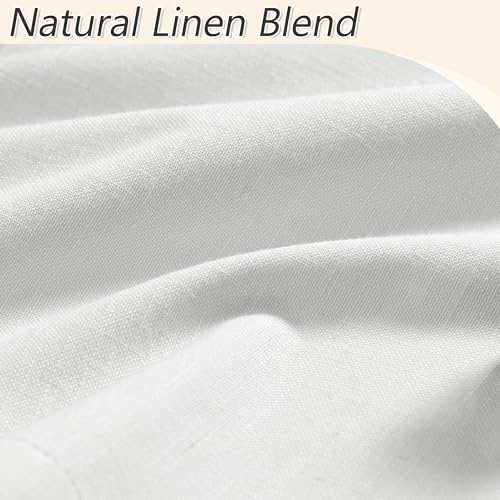 White 100% Blackout Linen Curtains 60 Inch Wide by 90 Inch for Living Room Bedroom Back Tab Thermal Insulated Black Out 1 Drapes Room Darkening Window Curtains (White / 60"W x 90"L (Pack of 1))