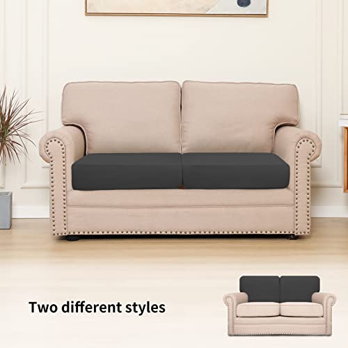 Stretch 2 Pieces Loveseat Couch Cushion Cover for 2 Seat (2-piece / Dark Gray)