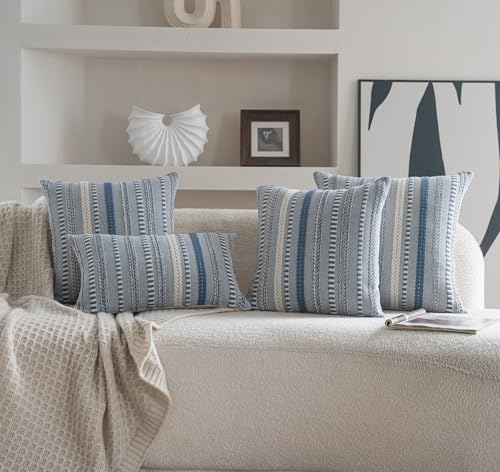Boho Throw Pillow Covers 18x18 Inch Set of 2 (Blue / 18" x 18" (Pack of 2))