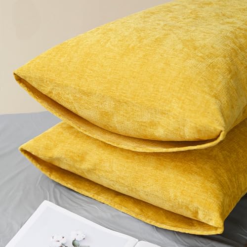 Decorative Throw Pillow Covers 26 X 20 Inches Mustard Yellow (26" x 20" (Pack of 2) / Mustard Yellow)