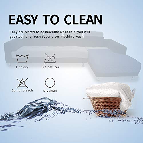 Sectional Couch Covers for Dogs L Shape Sofa Cover Reversible Sofa Slipcover Chaise Lounge Cover Furniture Protector Cover for Pets Dog Cat (42" x 68" / White/White)