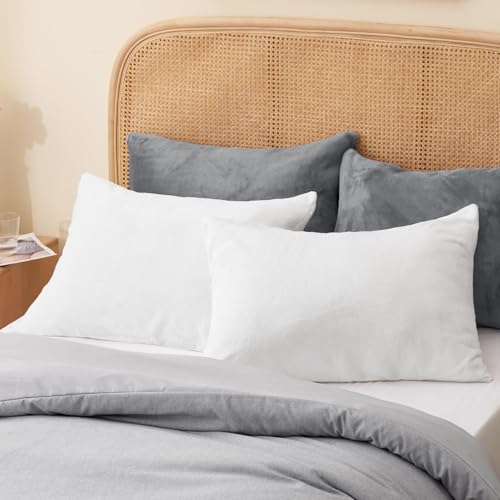 Flannel King Size Pillow Cases Set of 2 (Bright White / 36" x 20" (Pack of 2))