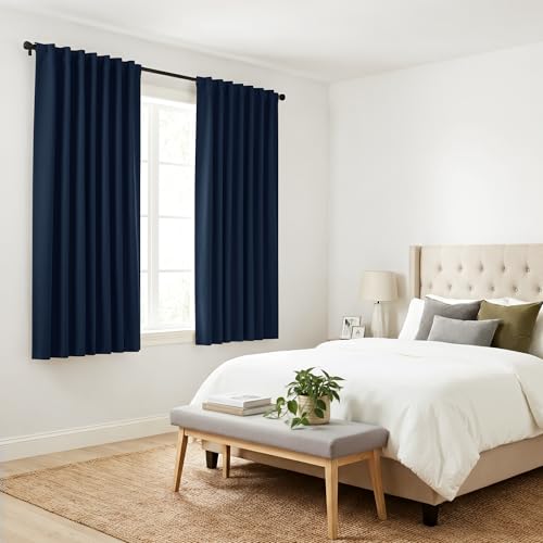 Blackout Curtain Panels for Kitchen (Navy Blue / 34"W x 45"L (Pack of 2))