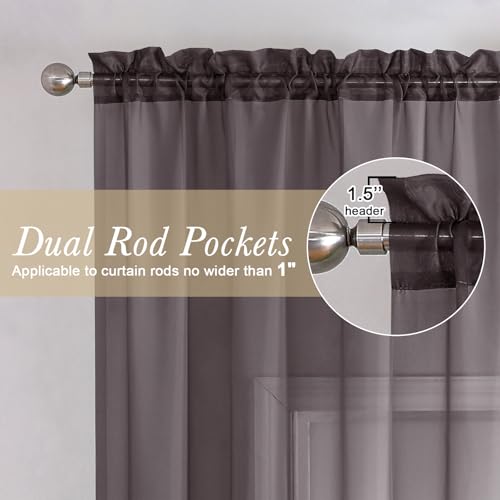 Chocolate Sheer Curtains 54 Inch Length 2 Panels (Chocolate / 42"W x 54"L (Pack of 2))