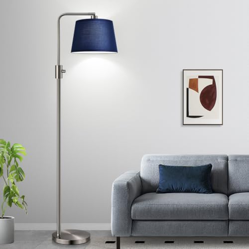 Dimmable Floor Lamp (Brushed Nickel-Blue Shade)