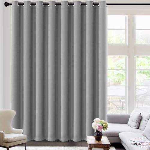 Blackout Curtains for Sliding Glass Door Room Divider Curtains Noise Reduce Curtain Panel Portable Window Screen Sliding Partition (120"W x 96"L (Pack of 1) / Dove Gray)