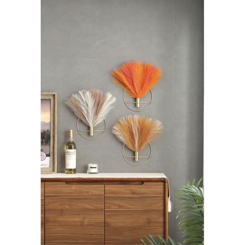 Boho Pampas Wall Decor Black Metal Wall (29-pampas-Gold&OldOrange - Black Ring / S 7.8inch (Black Ring))