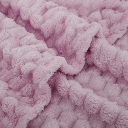 Light Purple Throw Blanket 50"×60" Fuzzy 3D Jacquard Decorative (Light Purple / 50"×60”)