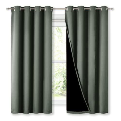 Dark Mallard Blackout Curtains for Kitchen 52" w x 63" L 2 Panels (Dark Mallard / 52"W x 63"L (Pack of 2))