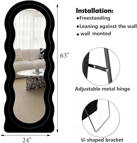 Full Length Mirror (Black / 63"L x 24"W)