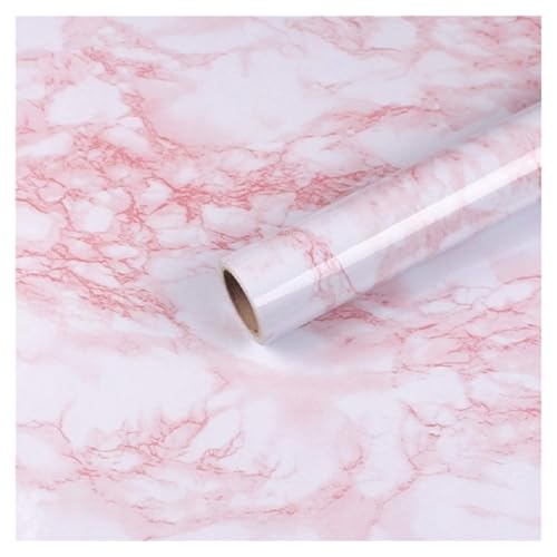 Marble Contact Paper Pink Peel and Stick Wallpaper for Kitchen Countertop (Pink/White / 15.7" x 472.4")