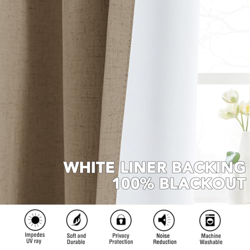 100% Blackout Linen Curtains 84" L Heathered Macchiato (Heathered Macchiato / 52"W x 84"L (Pack of 2))