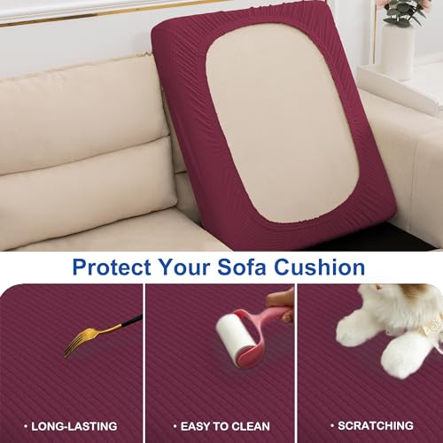 Water Resistant Sofa Seat Cushion Covers Removable Sofa Seat Covers for Dogs (Medium / Wine)