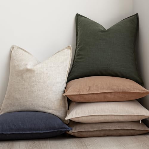 Linen Solid Decorative Throw Pillow Cover 22x22 Inch Dark Green (22" x 22" (Pack of 2) / Rifle Green)