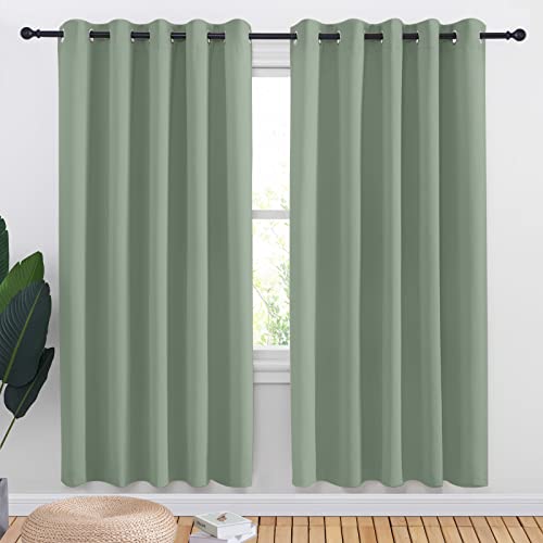 Greyish Green Blackout Draperies Curtains for Kids Room (Greyish Green / 70"W x 72"L (Pack of 2))