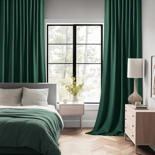Christmas Hunter Green Back Tab Blackout Curtains 52"x96" 2 Panels (Hunter Green / 52"W x 96"L (Pack of 2))