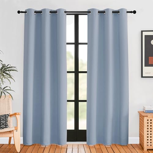 Blackout Window Curtains 80 inch Long (Vintage Blue / 34"W x 80"L (Pack of 2))