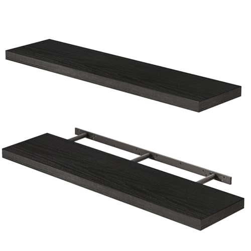Floating Wall Shelves for Decor (Black / 35in)
