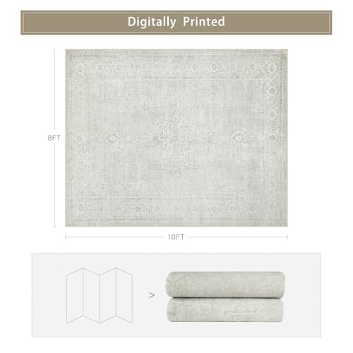 8x10 Washable Area Rugs for Living Room (8' x 10' (Rectangular) / Concrete-grey)