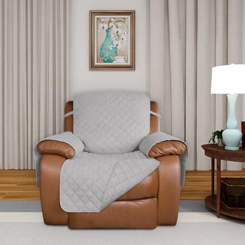 Reversible Recliner Chair Covers Couch Covers for Dogs (Large Recliner / Light Gray/Light Gray)