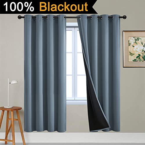 Total Blackout Curtains (52"W x 72"L (Pack of 2) / Stone Blue)