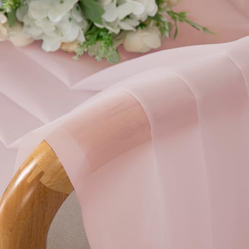 OWEINE Sheer Curtains 90 Inches Long 2 Panels Set (Blush / 42"W x 90"L (Pack of 2))