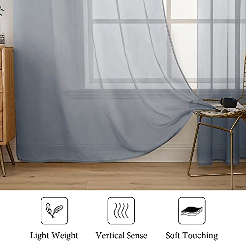 2 Panels Sheer Curtains for Living Room 54X108 Inch Dark Grey (Dark Grey / 54"W x 108"L (Pack of 2))