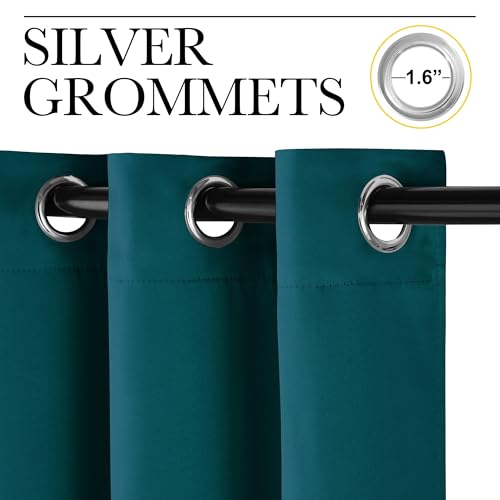 Teal Blackout Cafe Faux Silk Curtains for Small Windows (Teal / 42"W x 63"L (Pack of 2))