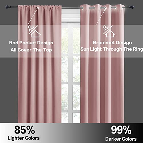Small Window Curtains 45 inches Length for Kitchen Cafe Bathroom (Peach Blush / 42"W x 45"L (Pack of 2))