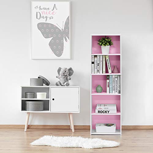 LUDER Book Shelf (White/Pink / 5-Tier)