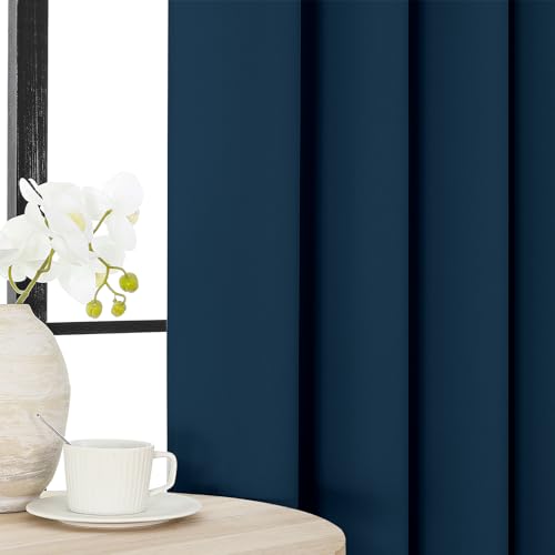 Blackout Curtains 120 Inch Length 2 Panels Set (Navy Blue / 52"W x 120"L (Pack of 2))