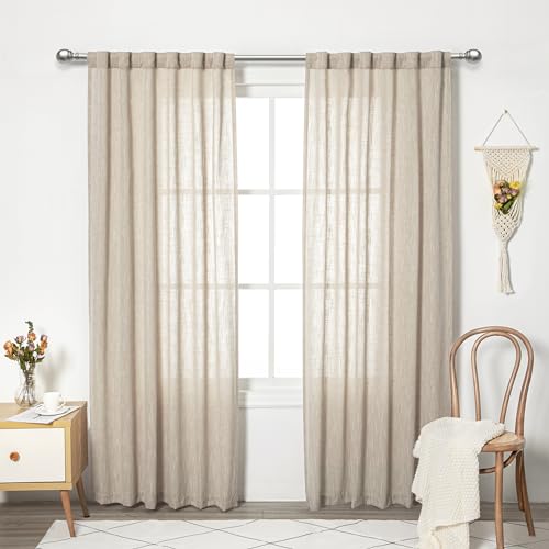 Boho Curtains Farmhouse Living Room Curtain Drapes (50"W x 90"L (Pack of 2) / Taupe)