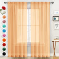 Basic Rod Pocket Sheer Voile Window Curtain Panels White 1 Pair 2 Panels 60 Width 72 Inch Long for Kitchen Bedroom Children Living Room Yard（Beige (Beige / 60"W x 72"L (Pack of 2))