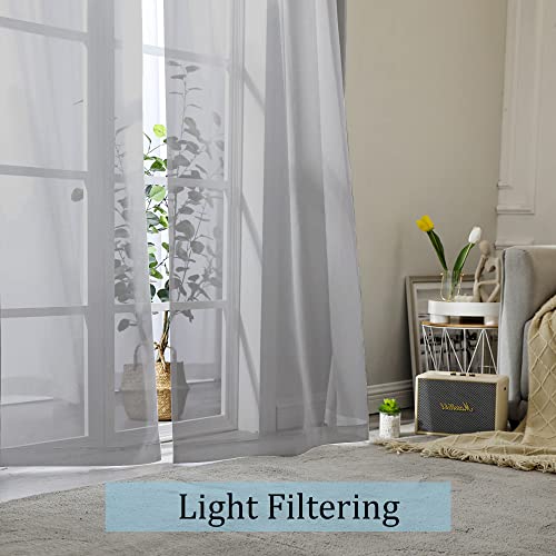 Grey Sheer Curtains (Charcoal Grey / 42"W x 84"L (Pack of 2))
