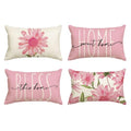 Home Sweet Home Spring Summer Flowers Pink Throw Pillow Covers (Pink / 20" x 12" (Pack of 4))