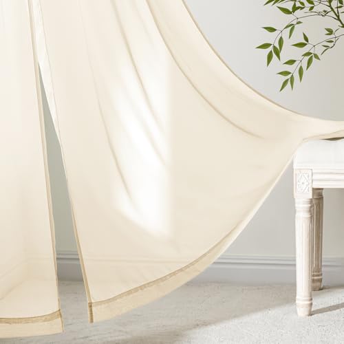 Butter Cream Sheer Curtains 63 Inches Long 4 Panels 42 x 63 Inches (42"W x 63"L (Pack of 4) / Butter Cream)