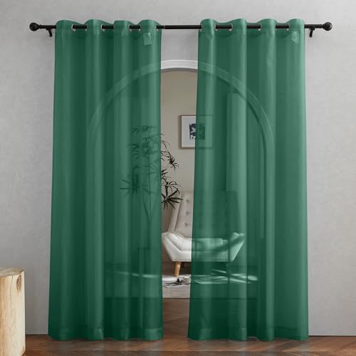Green Sheer Curtains for Chirstmas Day (Sante Green / 54"W x 84"L (Pack of 2))