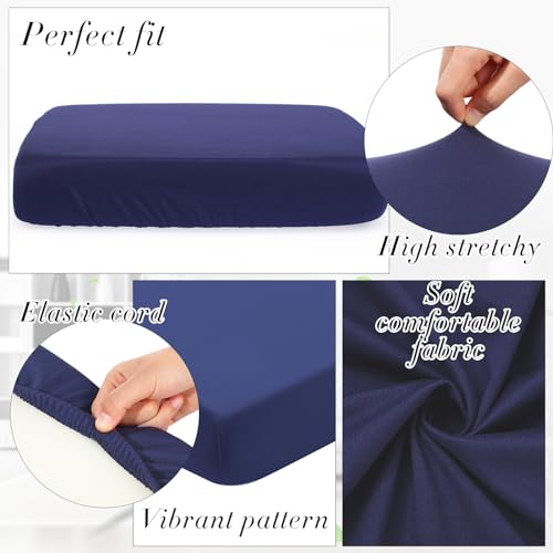 4 Pcs Stretch Cushion Covers (Navy Blue / Seat Cover)