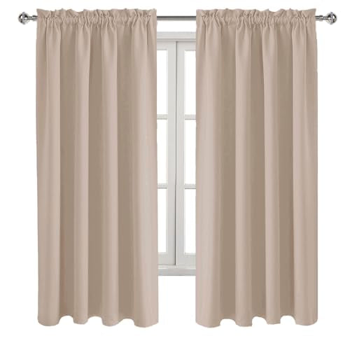 Blackout Curtains for Bedroom Living Room 52 x 63 Inch Long Camel (Camel / 52"W x 63"L (Pack of 2))
