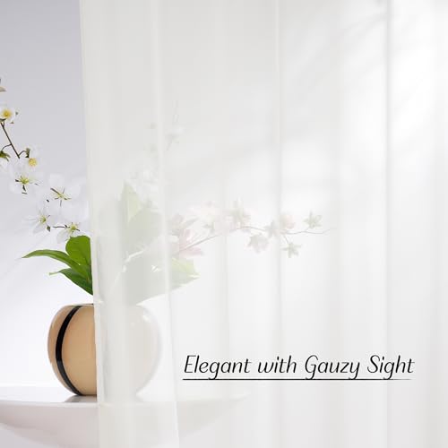 Natural Sheer Bedroom Curtains 84 Inches Long (Natural / 54"W x 84"L (Pack of 2))