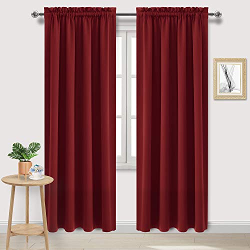 Blackout Curtains for Bedroom Living Room 38 x 84 Inch Long Burgundy (Burgundy / 38"W x 84"L (Pack of 2))
