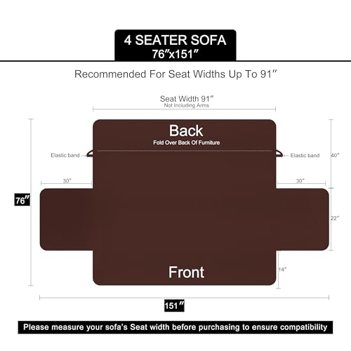 4 Seater Sofa Cover 91''Large Couch Cover (Taupe/Taupe / 91''sofa Xxl - Xxl Large)