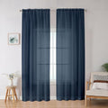 Blue Sheer Curtains (Navy Blue / 42"W x 78"L (Pack of 2))