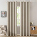 100% Blackout Linen Curtains for Bedroom 52x96 Inches Stone (Stone / 52"W x 96"L (Pack of 2))
